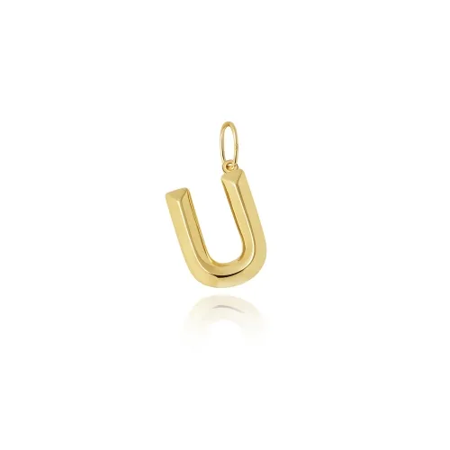 9ct Yellow Gold Initial Pendant U 10.6 x 13.6mm